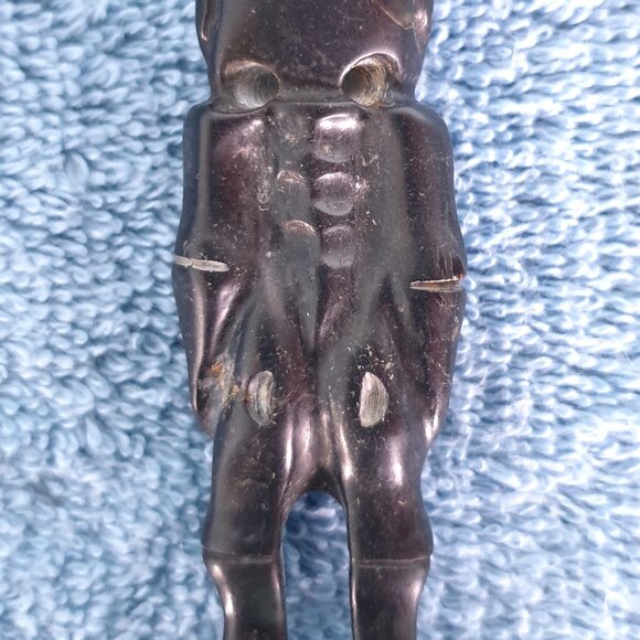 3’’ Vintage Hand Carved Genuine Magnetic Black Jade Skeleton Talisman Amulet - Picture 4 of 9